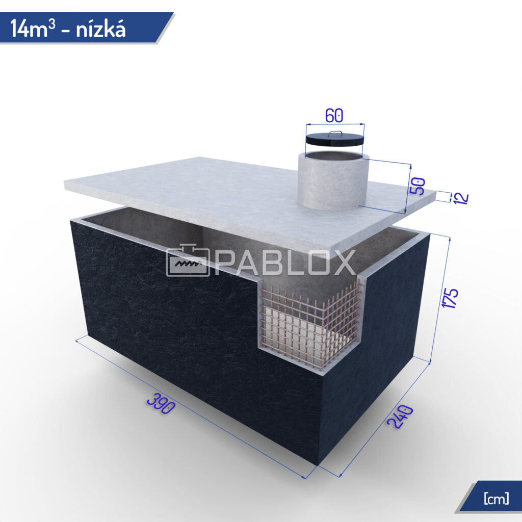 Betónová nádrž bez dna 14 m³ - nízka